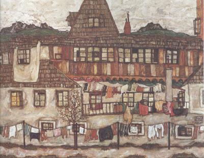 Egon Schiele House with Drying Laundry (mk12) china oil painting image